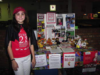 Madi mans her booth at “Say BOO to Diabetes” Skate4aCure.